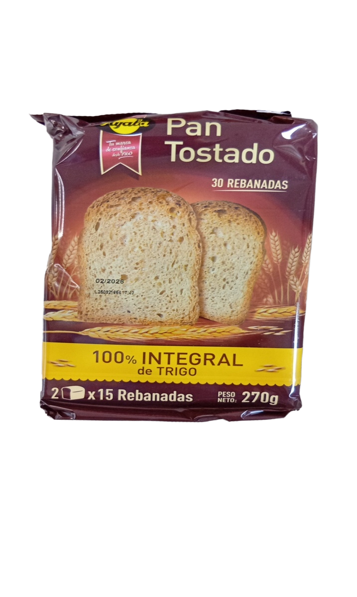 Ayala Pan Tostado 100% Integral de Trigo 270G