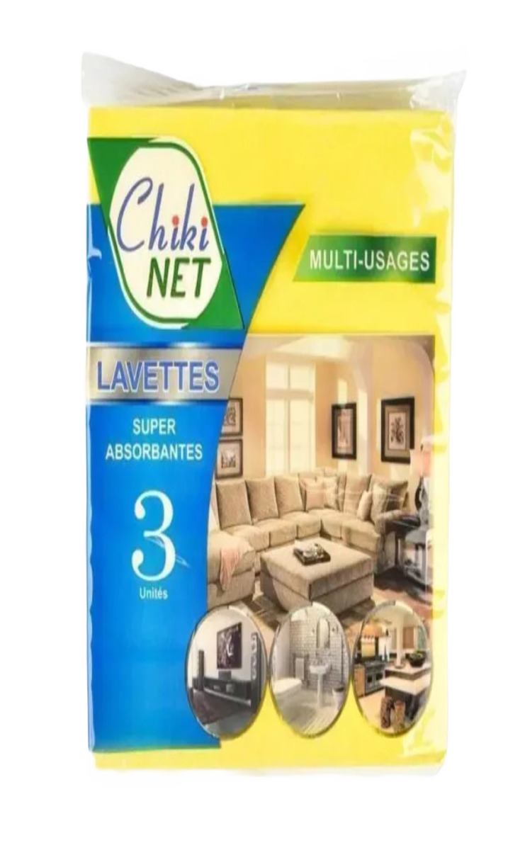Chiki Net Lavettes de Nettoyage couleur 3Ps