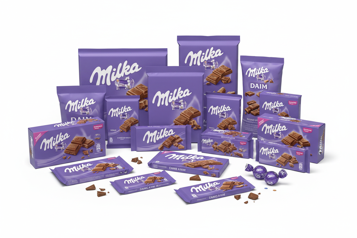 a lot of milka choclate with white background
